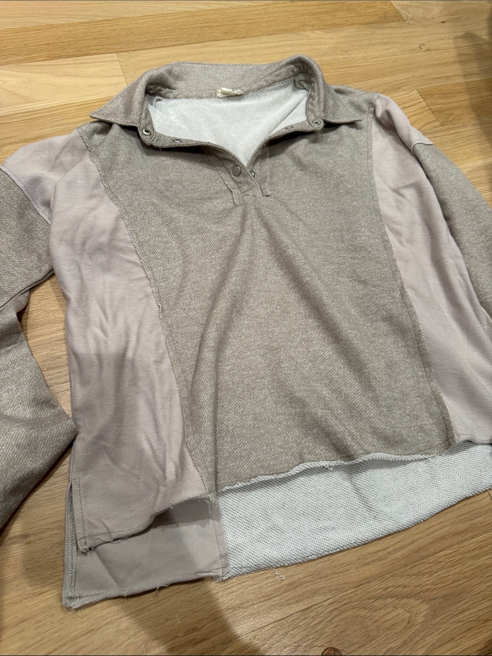 Men's Beige Half-Zip Collar Knit Sweater